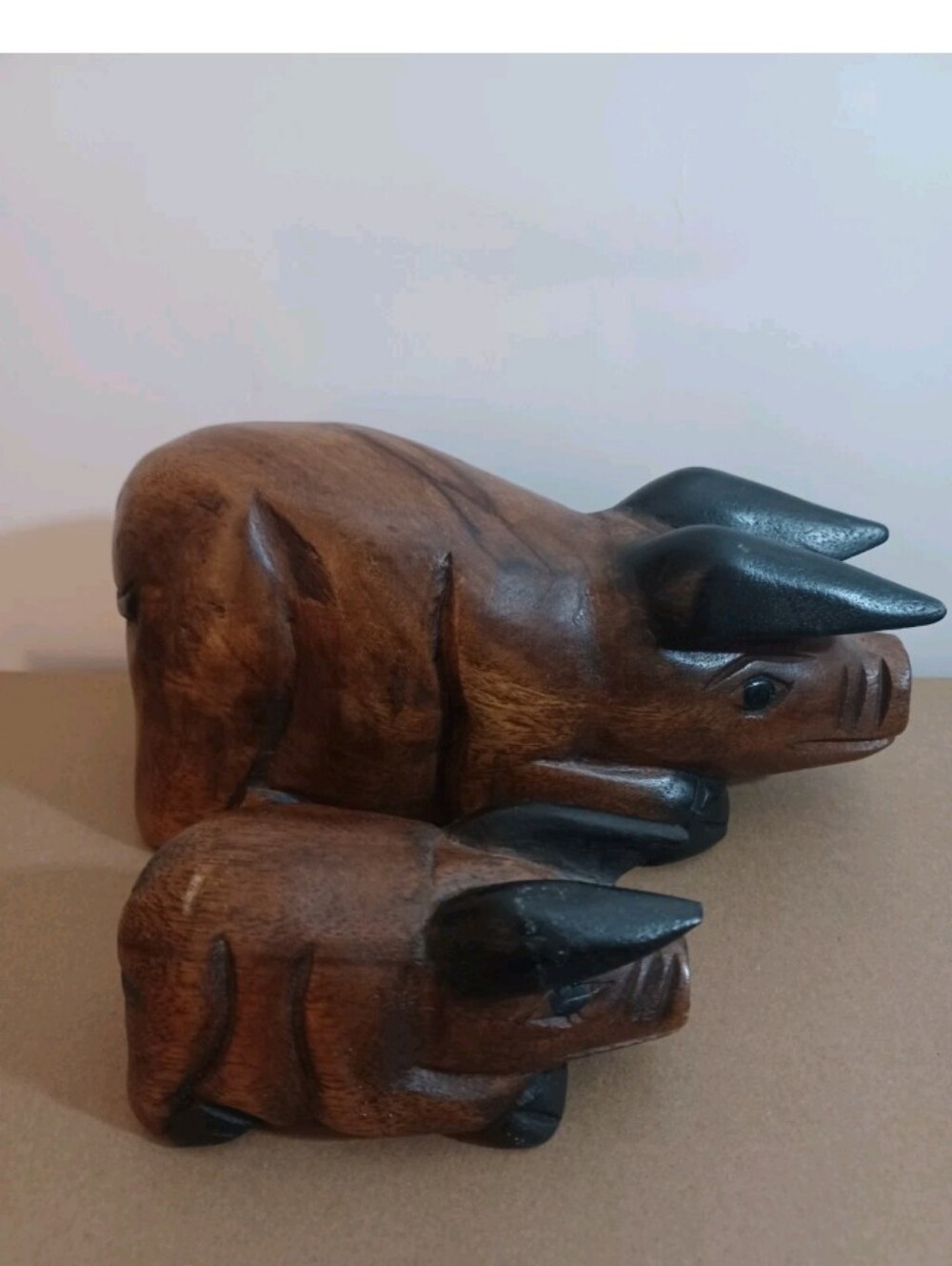 Set Of Hand Craved Wooden Pigs 4" 8"